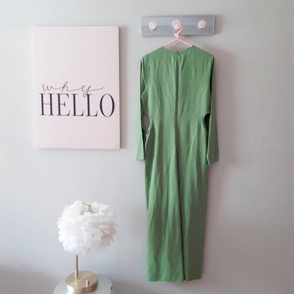 NWOT Zara green side cut out linen blend dress, XS - Picture 8 of 8